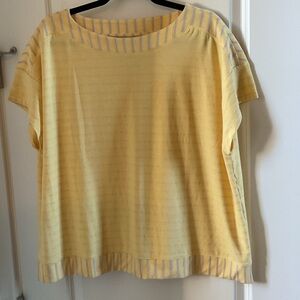 Chico's Soft Yellow Striped Short Sleeve Top